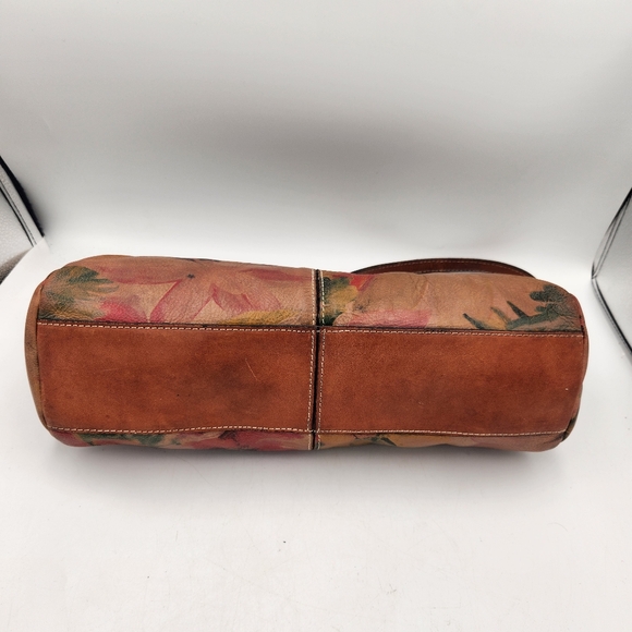 Patricia Nash Ferrera Frame Floral Shoulder Clutch Satchel Leather Bag Brown - Picture 8 of 16